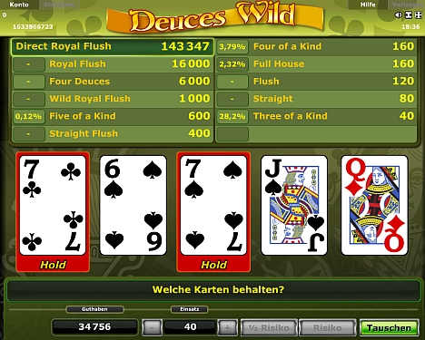 Deuces Wild Gewinne