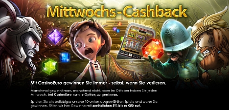 Mittwochs Cashback - nur im Casino Euro